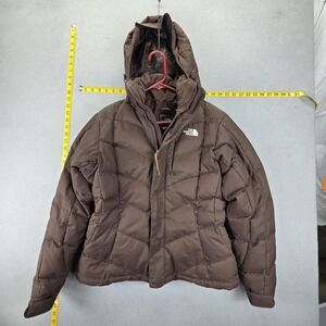 The North Face Jacket Womens Medium Brown Down Puffer Removable Hood Ski Warm